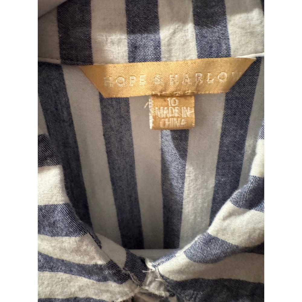 Hope & Harlow Womens Blue White Striped Sleeveless Shirt Dress Size‎ 10 Collared - Picture 4 of 5